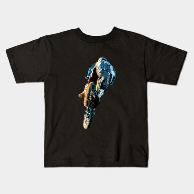 motocross Kids T-Shirt by rickylabellevie